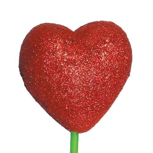 Glitter Heart Pick - Red